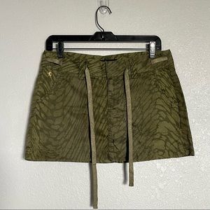 Express Olive Green Printed Cotton Skirt - Size 4